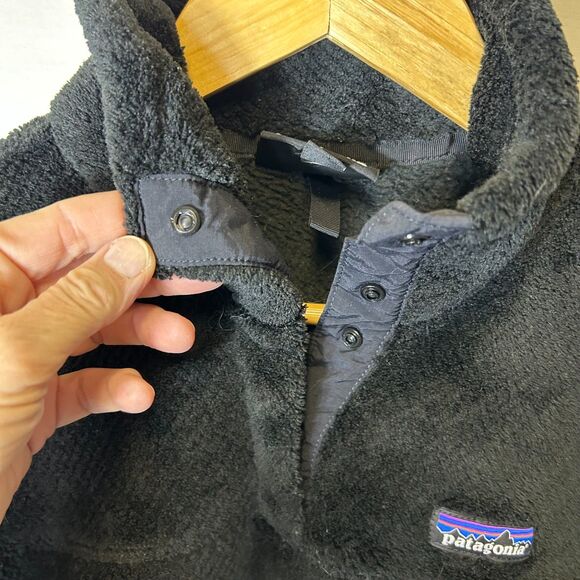 Patagonia Black Re-Tool 1/4 Snap Textured LS Fleece Pullover Size M - Picture 5 of 13
